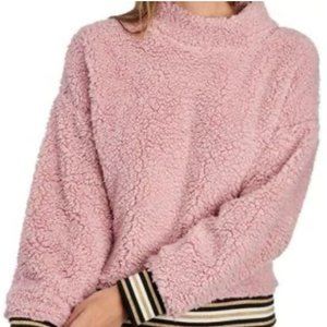 Nanette Lepore Pink Sherpa Fuzzy Pullover Sweater L